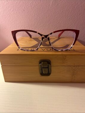 Burgundy and Tortoiseshell Cat-Eye Glasses
